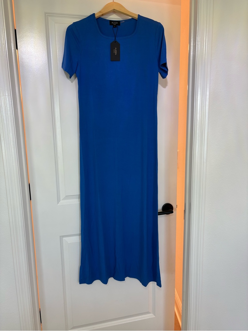 Alya Electric Blue Short-Sleeve Maxi Dress